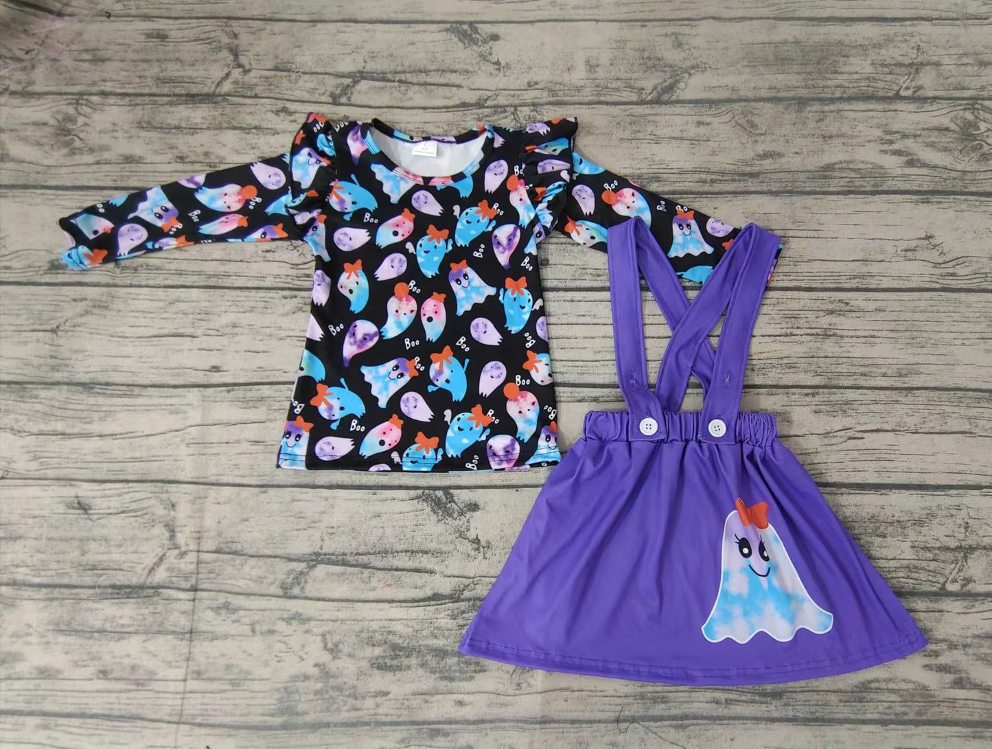 Baby girls Halloween purple ghost skirts clothes sets