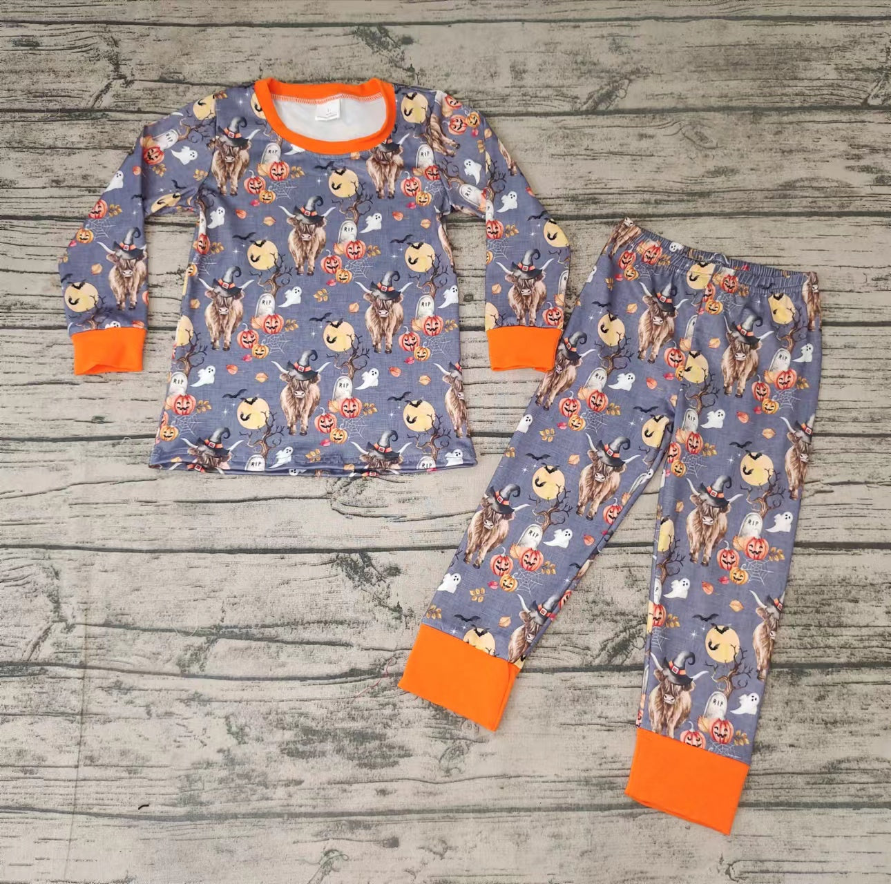 Baby boys fall cow pumpkin pajamas pants sets