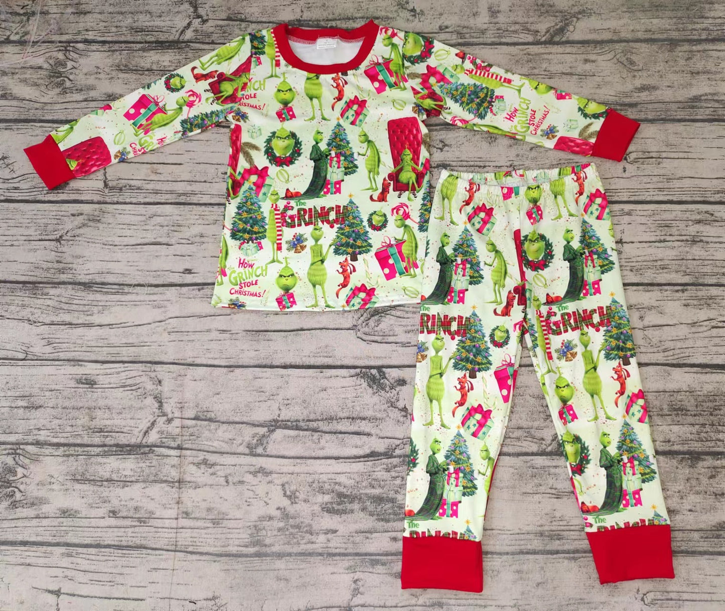 Christmas baby boys green tree pajamas legging sets