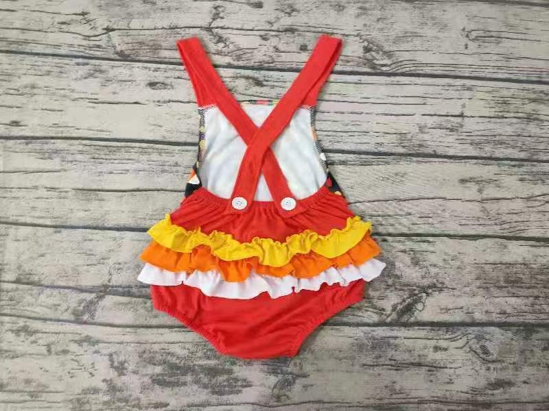 Baby girls Halloween candy ruffle bubbles rompers
