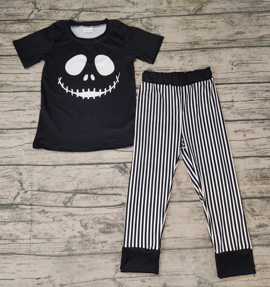 Halloween baby boys face black pants clothes sets