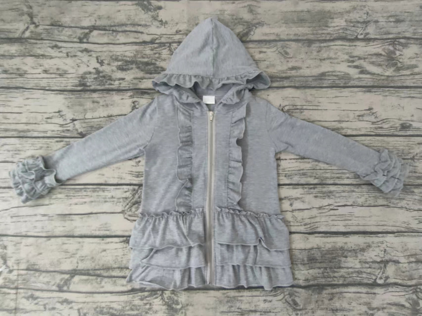 Baby girls ruffle zip grey jackets cardigans