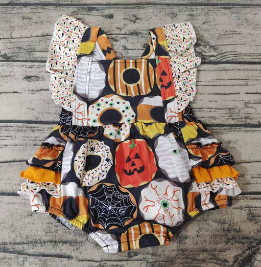 Baby girls Halloween pumpkin bubbles rompers