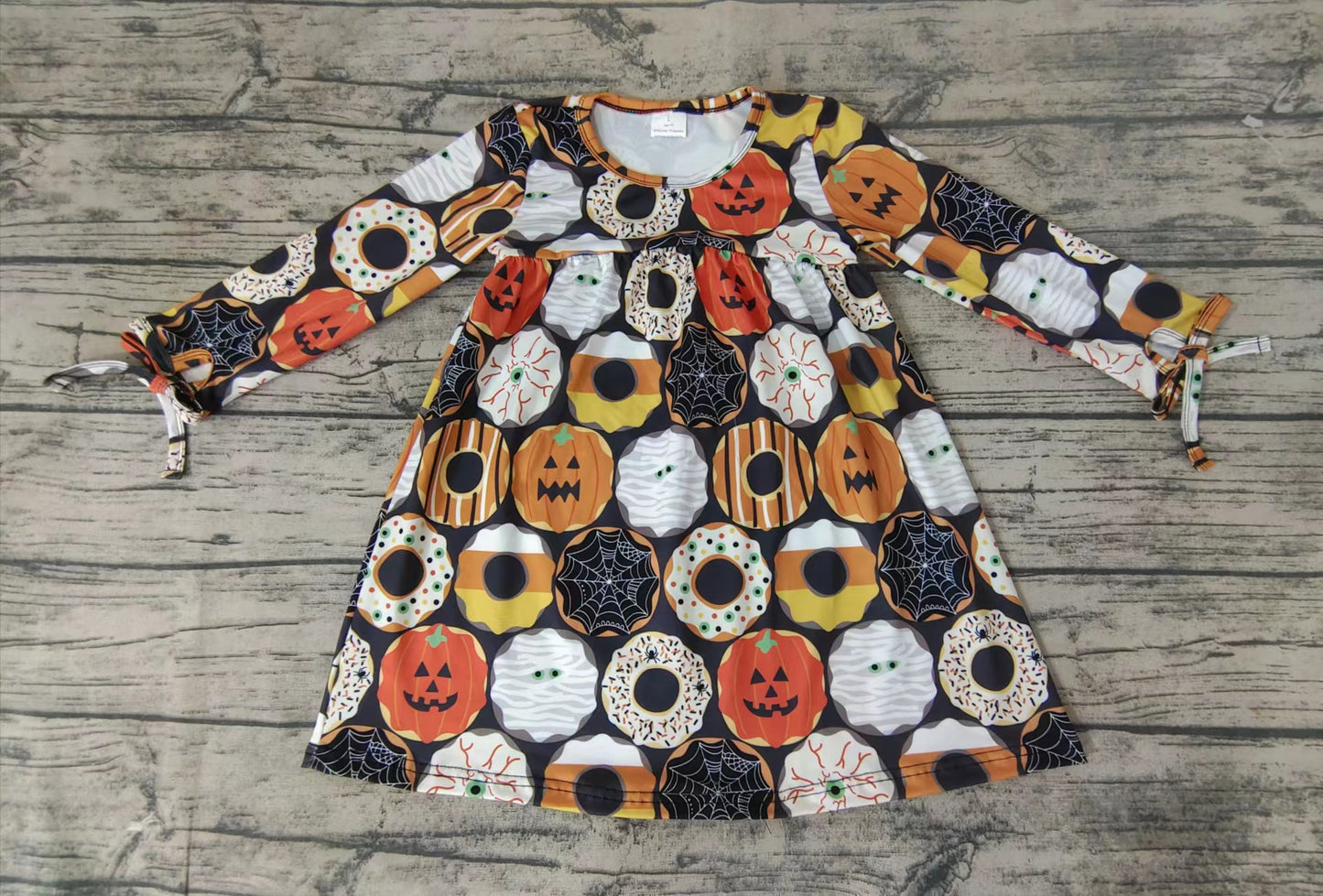 Baby girls Halloween pumpkin knee length dresses