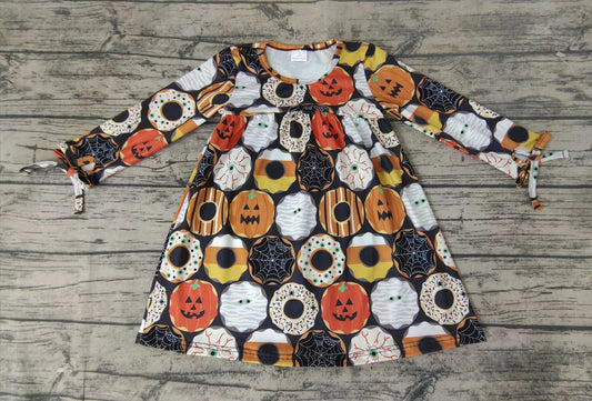 Baby girls Halloween pumpkin knee length dresses