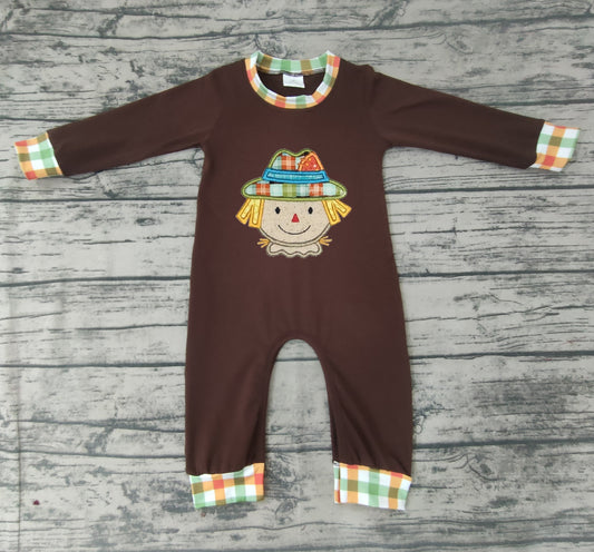 Baby boys fall scarecrow plaid rompers