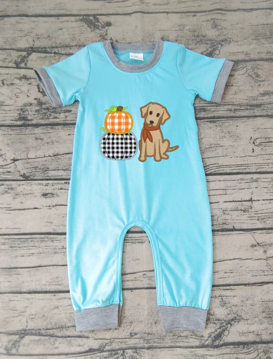 Baby boys pumpkin dogs rompers