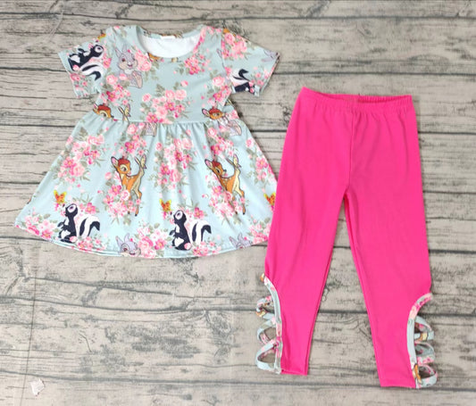 baby girls deer rabbit cartoon legging pants sets