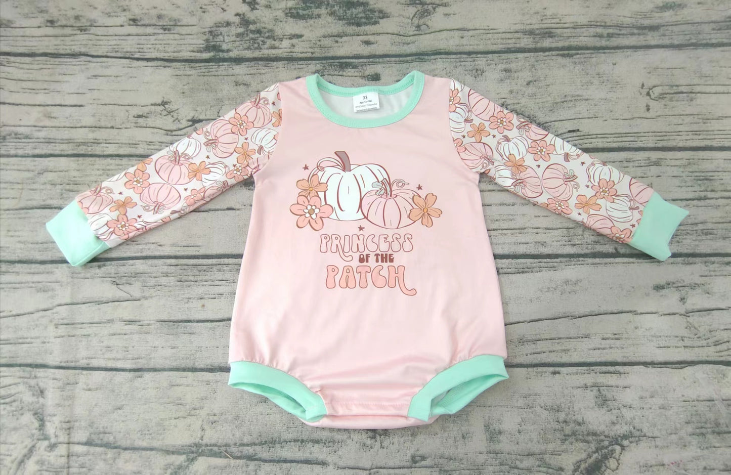 Baby girls fall pumpkin flower pink rompers