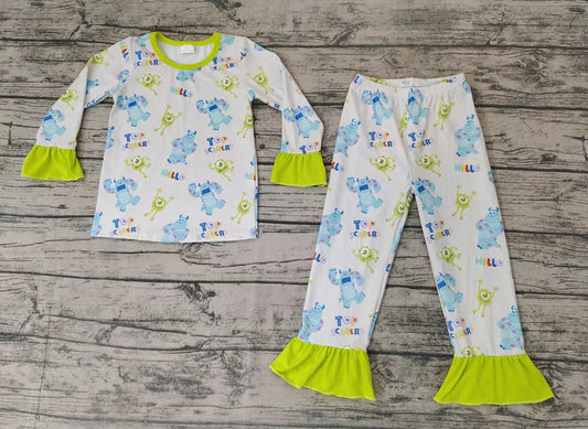 baby girls blue monster pajamas legging sets