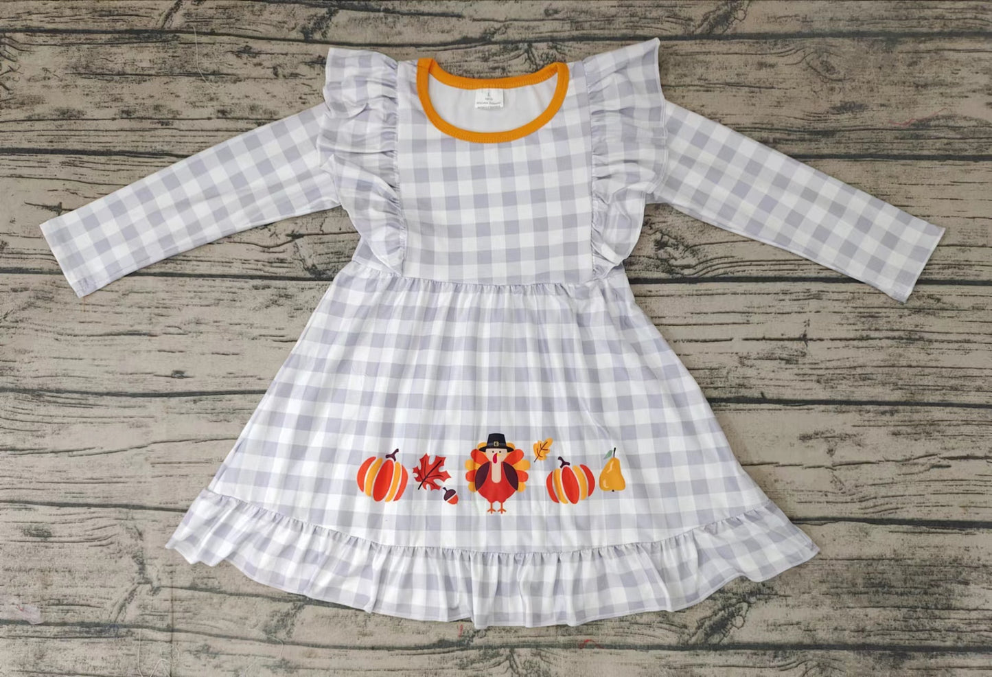 Baby girls Halloween pumpkin turkey knee length dresses