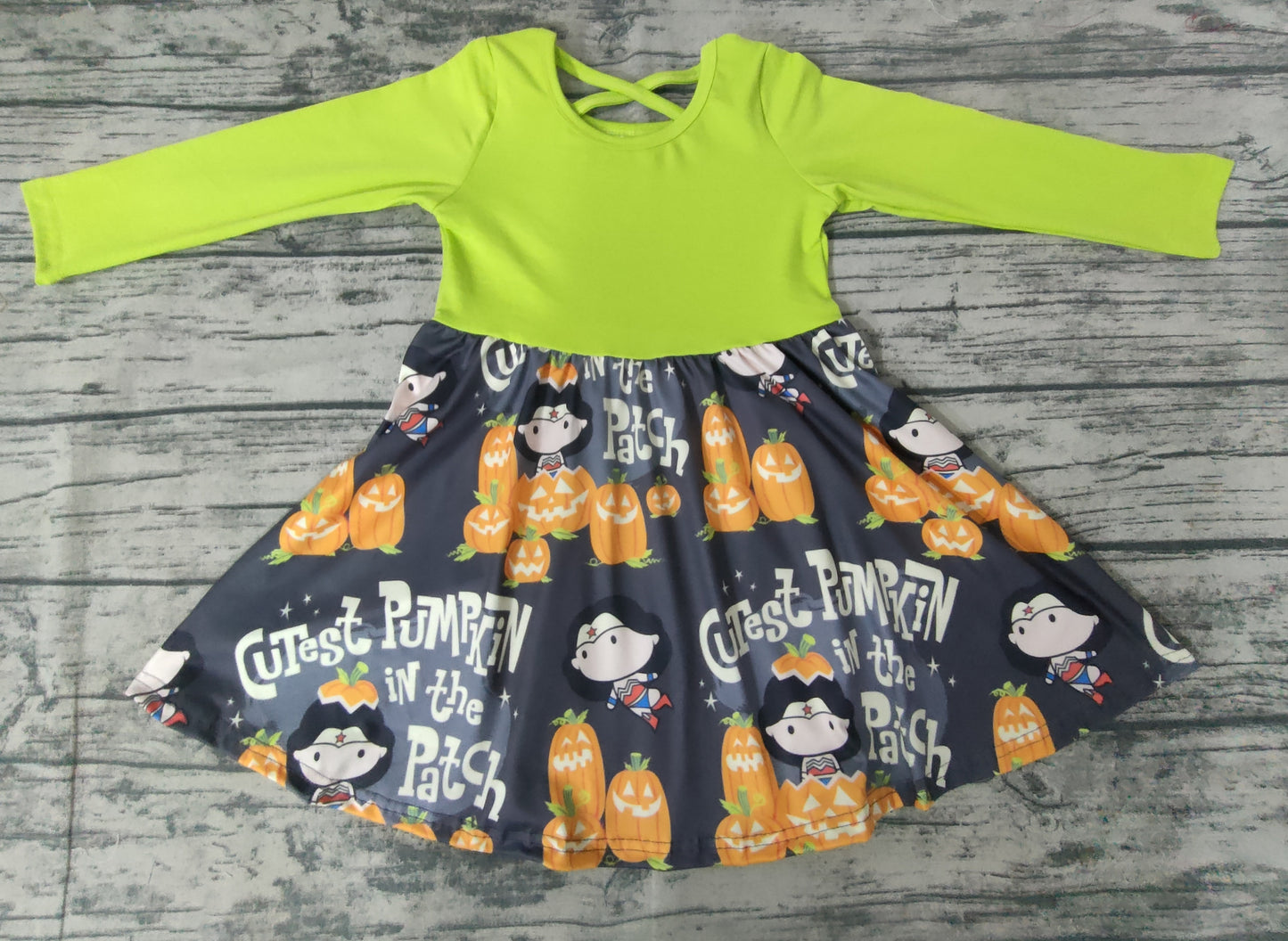 Baby girls pumpkin green knee length dresses