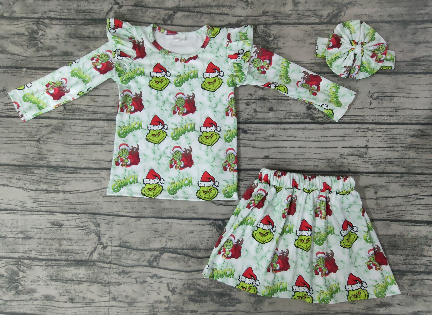 baby girls Christmas cartoon skirt 3pcs sets