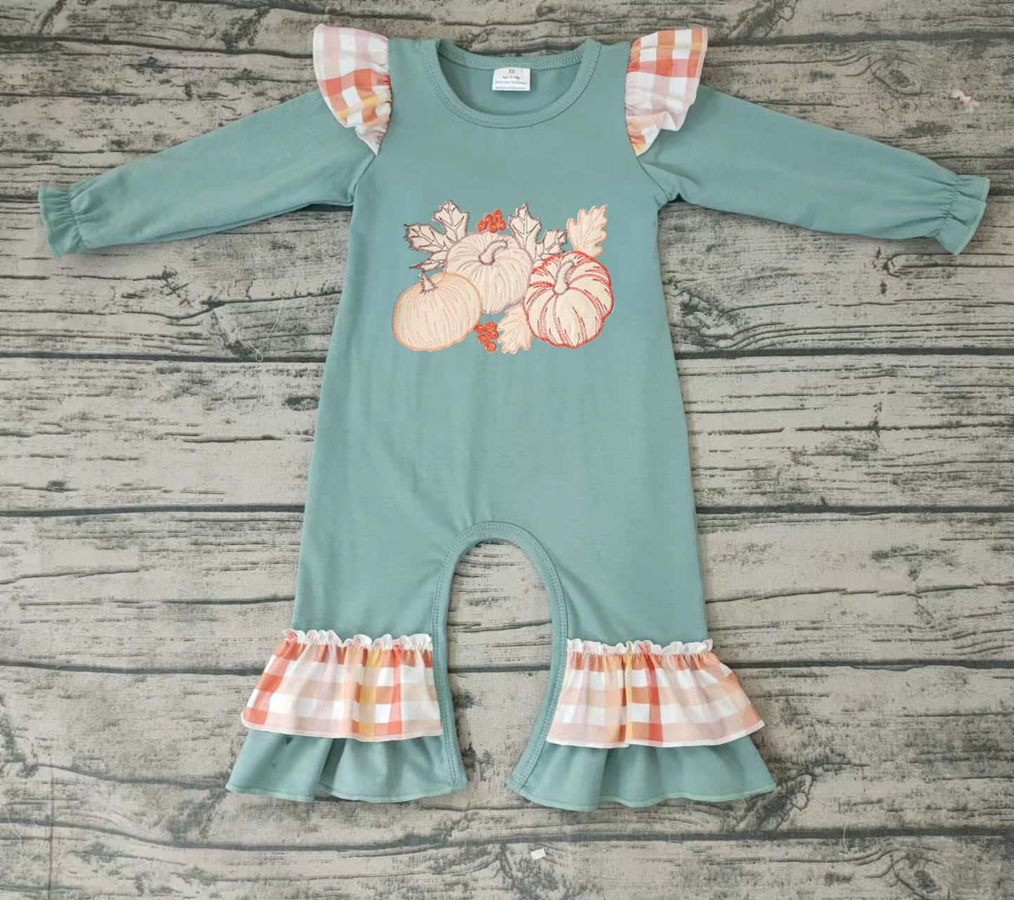 Baby Girls pumpkin floral fall rompers