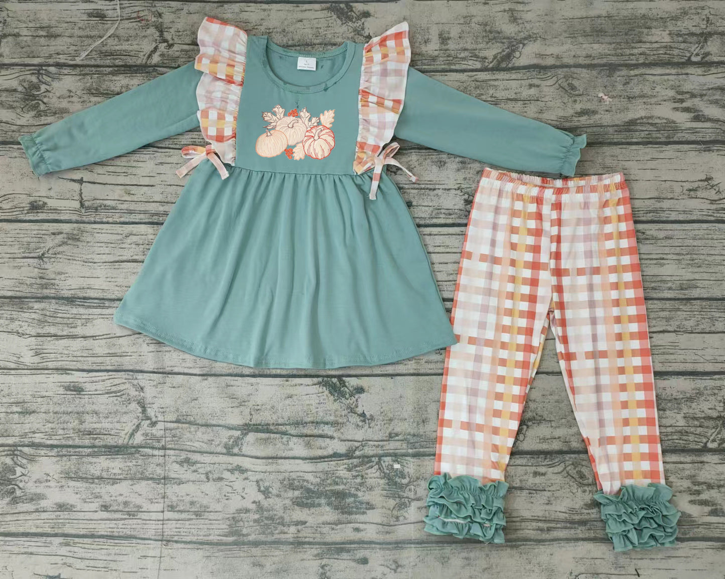 Baby girls pumpkin fall ruffle pants clothing sets