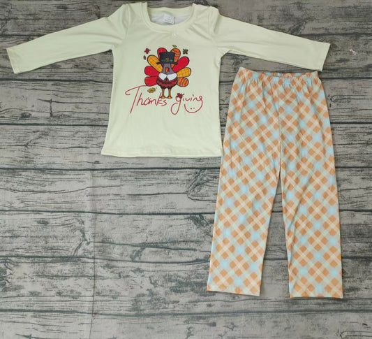 Baby Boys thanksgiving plaid pants clothes sets