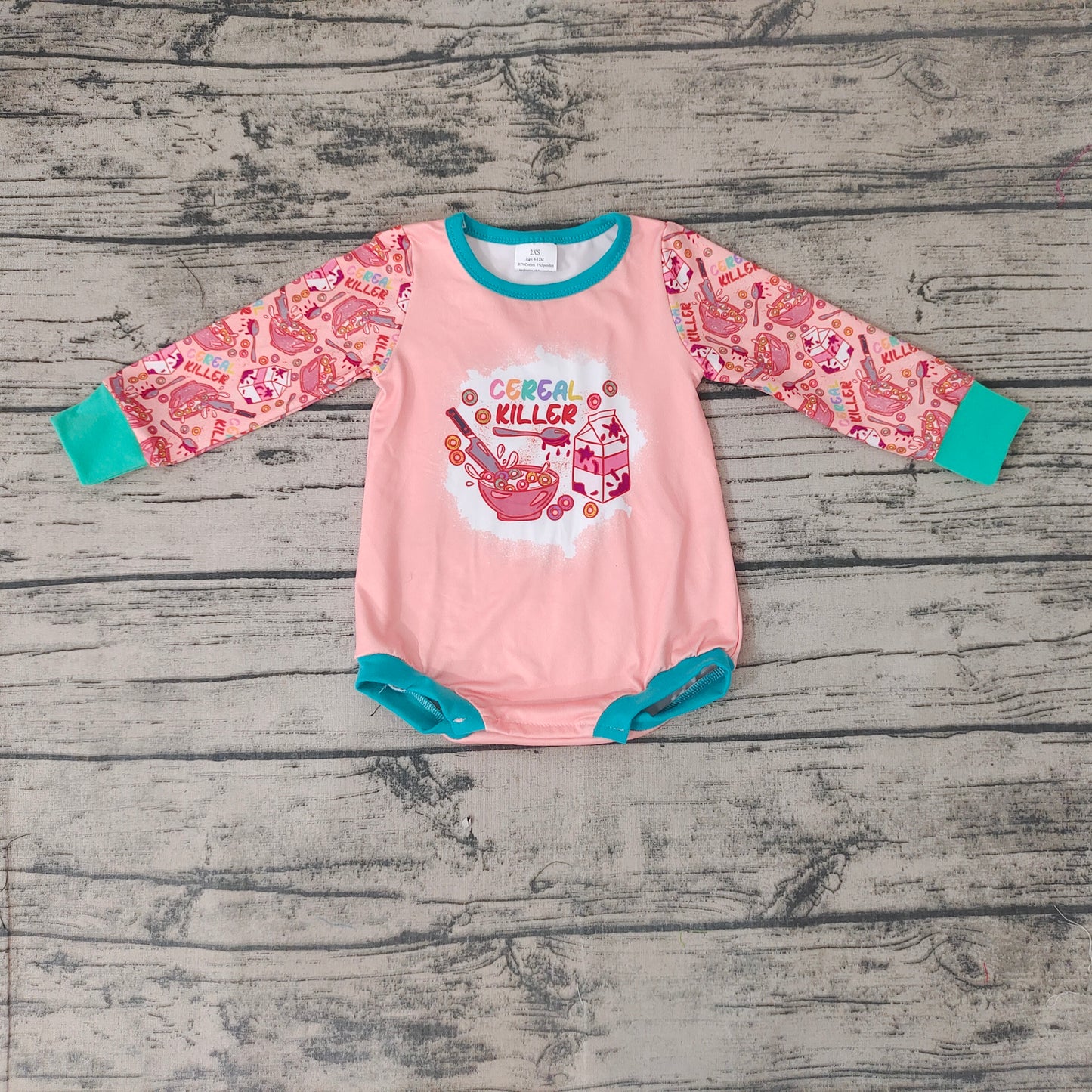 Baby girls long sleeve pink donuts rompers