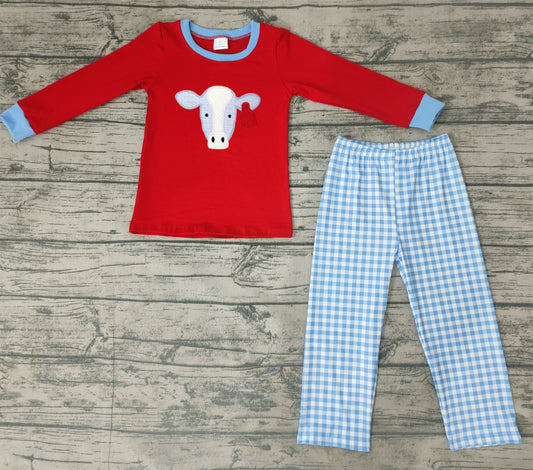 Baby boys red cow pants clothes sets