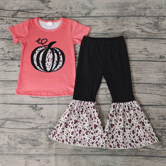 baby Girls pumpkin leopard pants sets