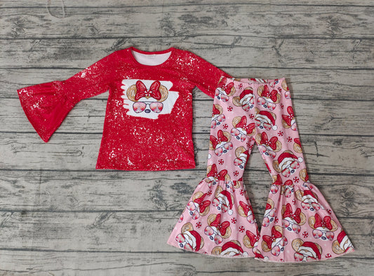Baby Girls Christmas cartoon red bell pants sets