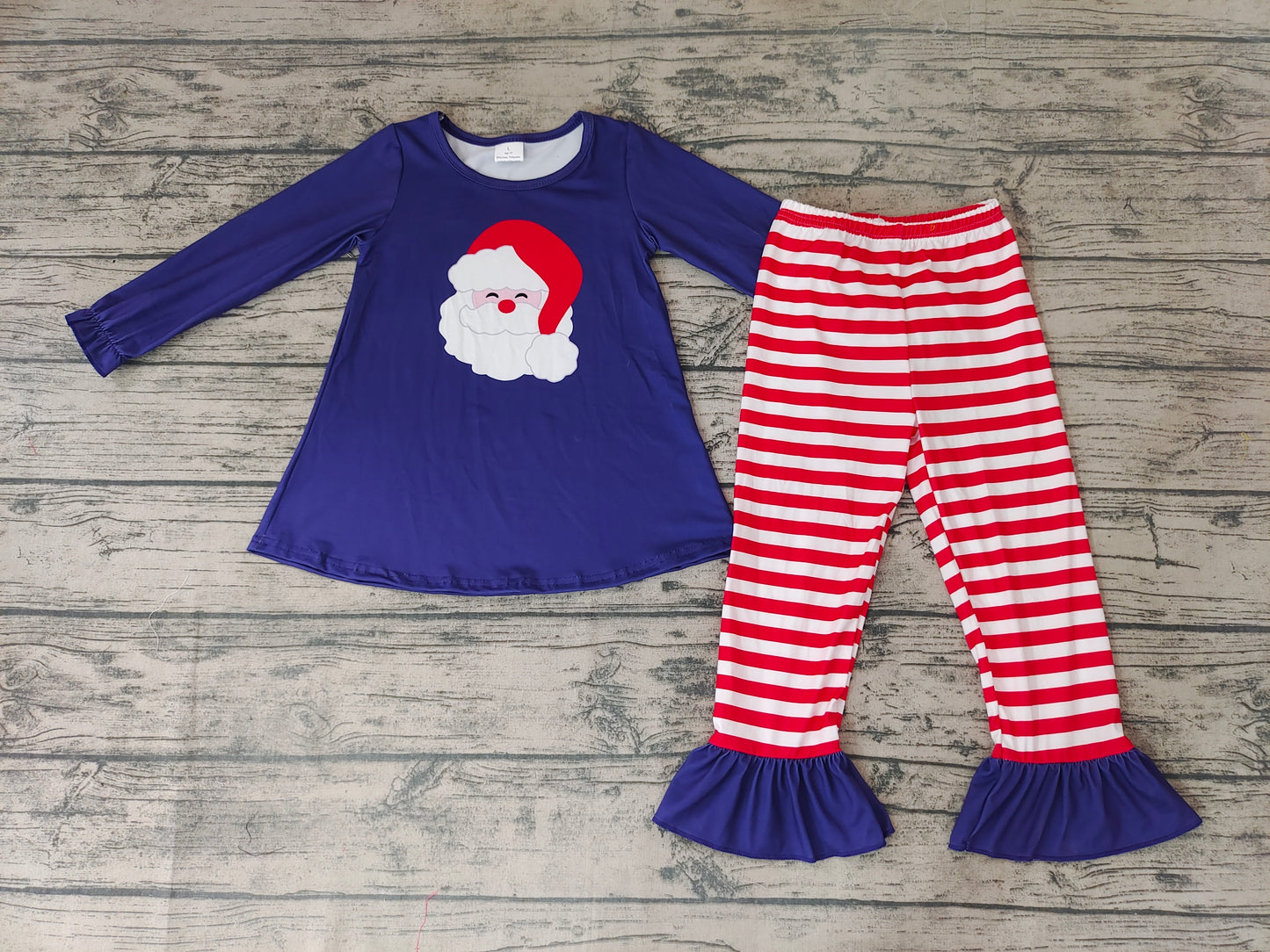 Baby girls santa top stripe pants clothes sets