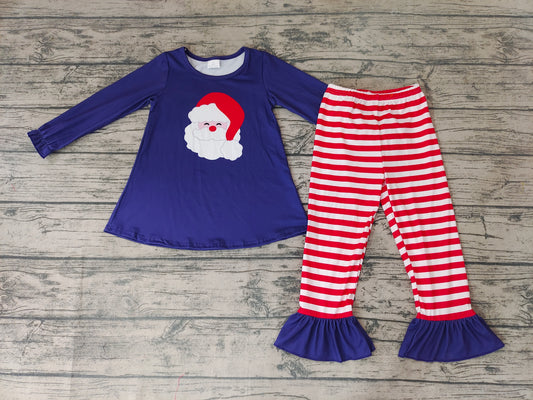 Baby girls santa top stripe pants clothes sets