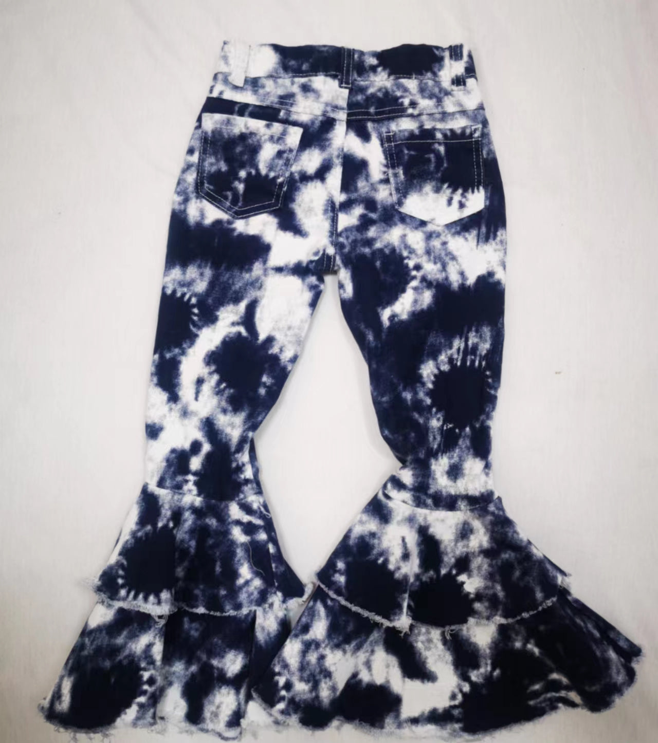 Baby Girls Blue Tie Dye Bell Jeans Denim Pants