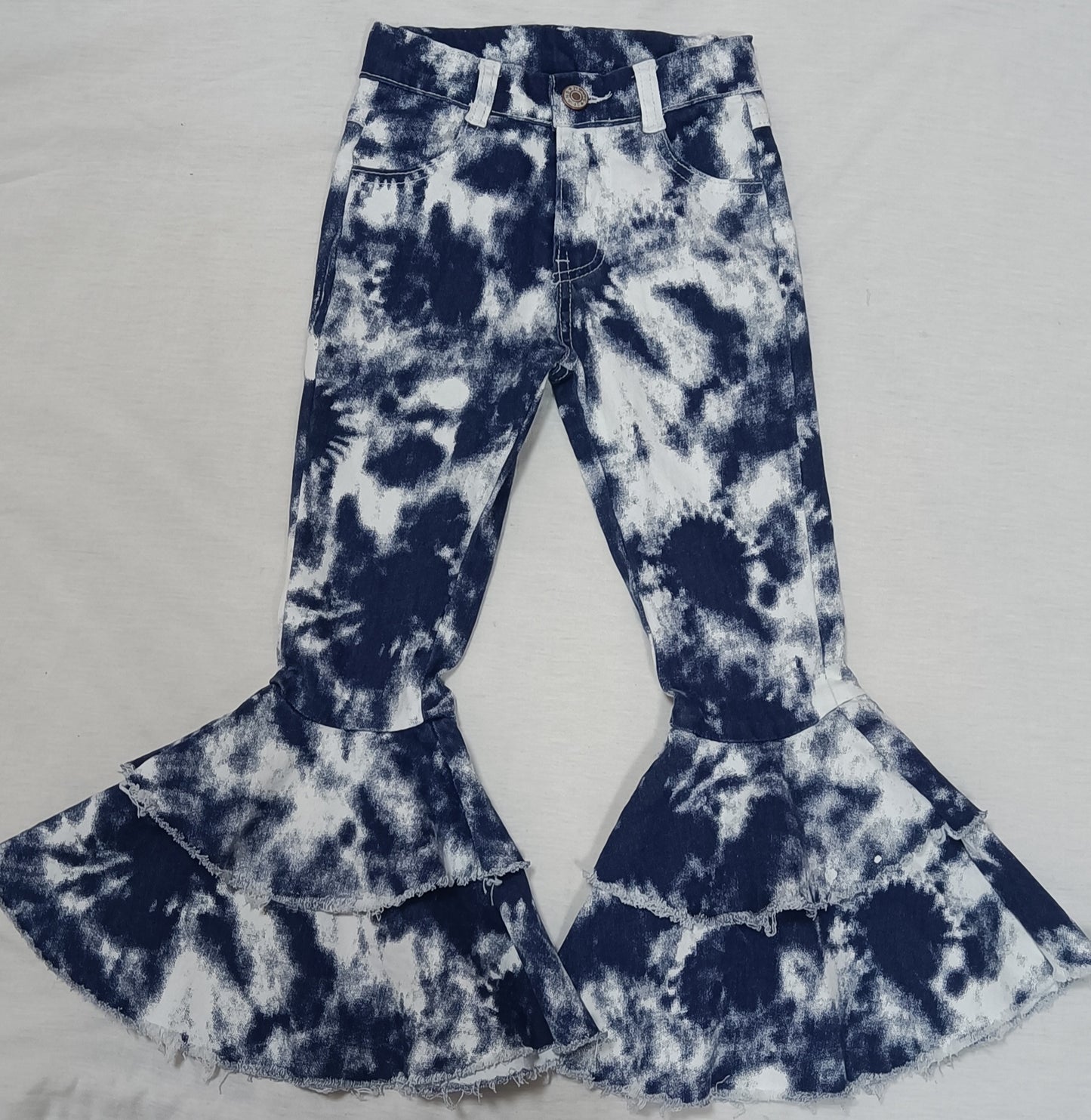 Baby Girls Blue Tie Dye Bell Jeans Denim Pants