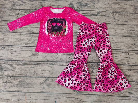 Baby Girls Valentines Cow Be mine bell pants clothes sets