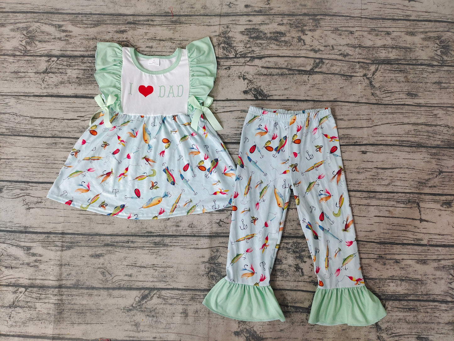 Baby Girls I love Dad Fishing Pants clothes sets