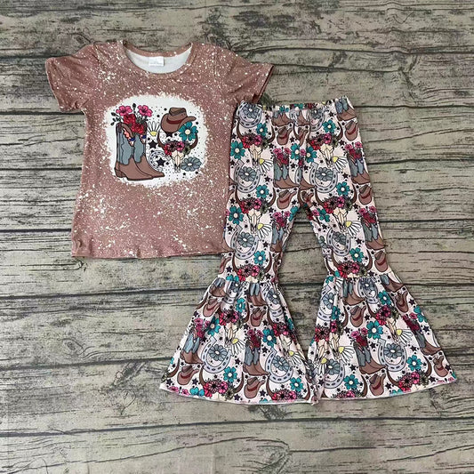 Baby Girls Western Flower Bell Pants Clothes Sets