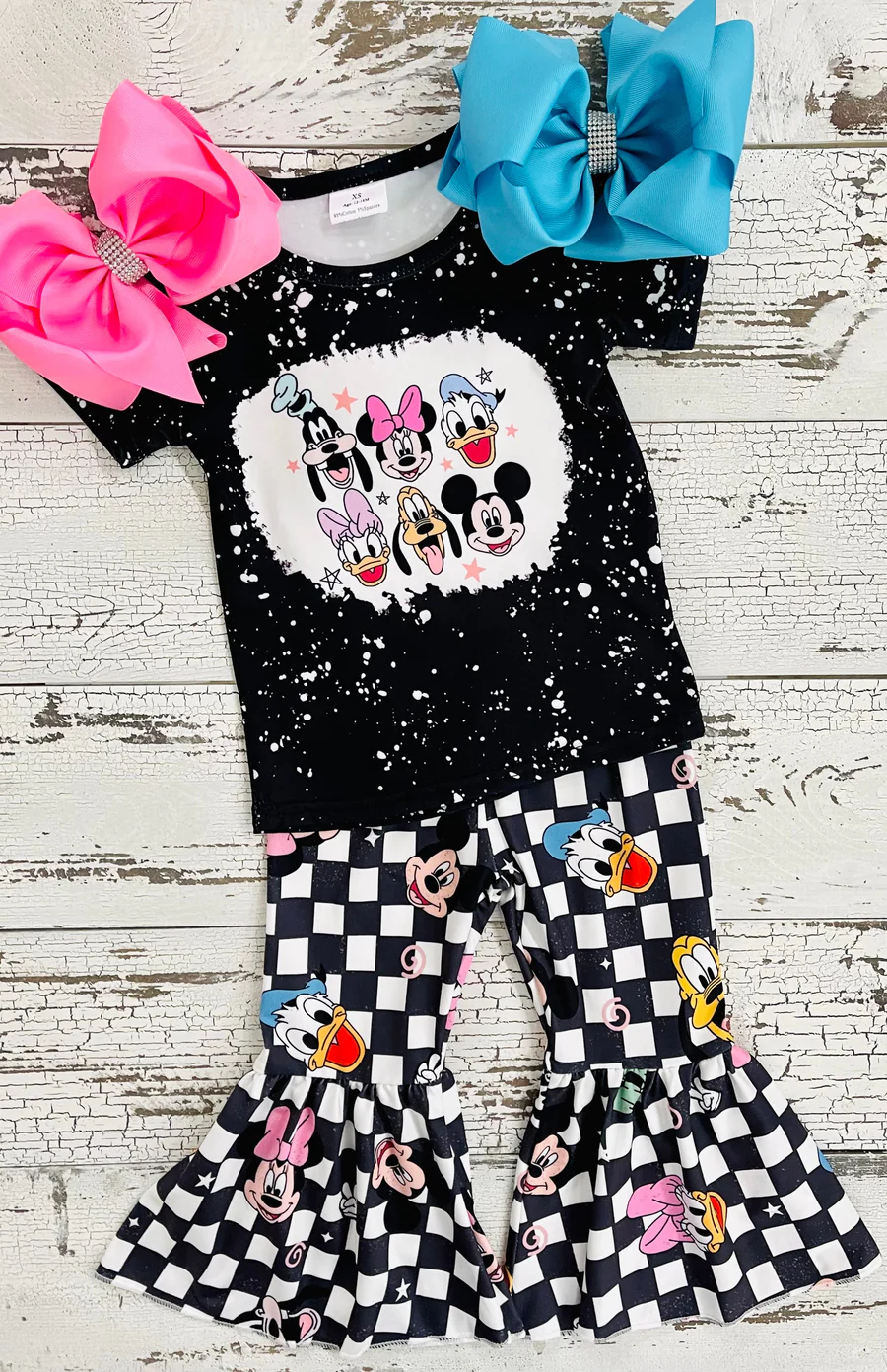 Baby Girls Black Cartoon Mouse Bell Pants Clothes Sets