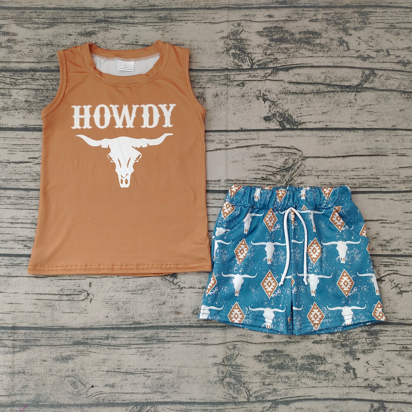 Baby Boys Sleeveless Tee Shirt Howdy Shorts Western Clothes Sets