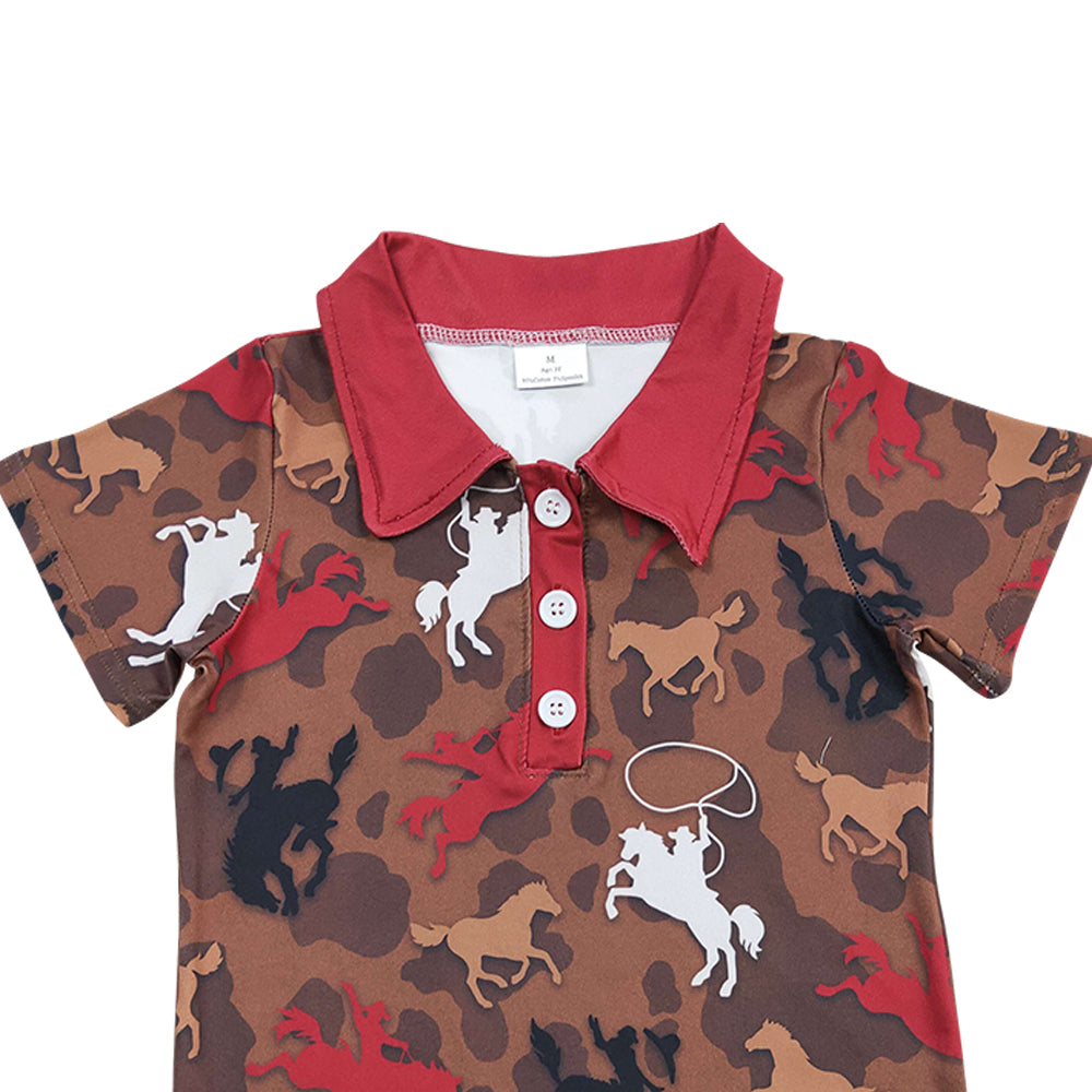 Baby Boys Western riding horse Short Sleeve Pullovers Tee Shirts Tops