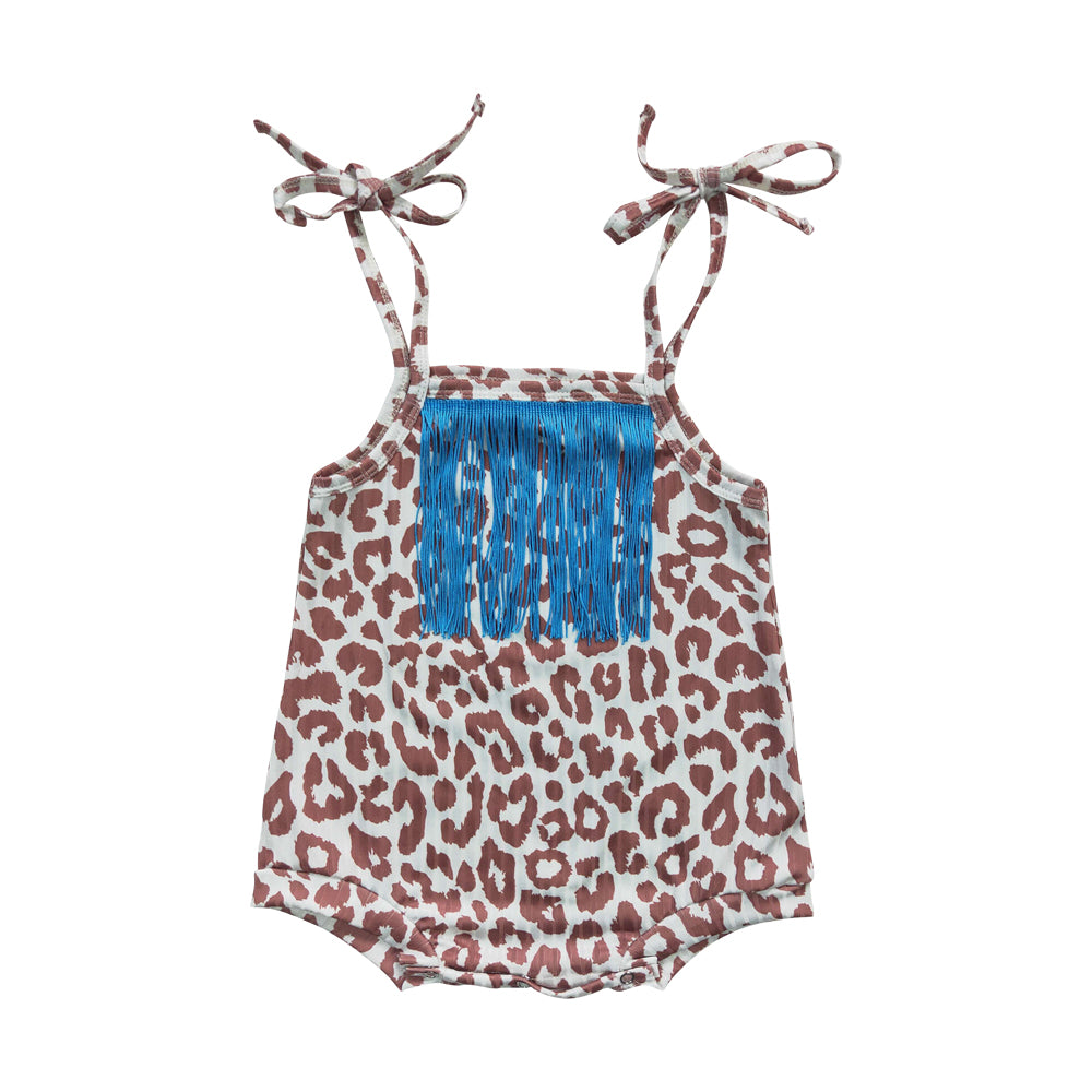 Baby Girls Tassel Leopard Straps Rompers