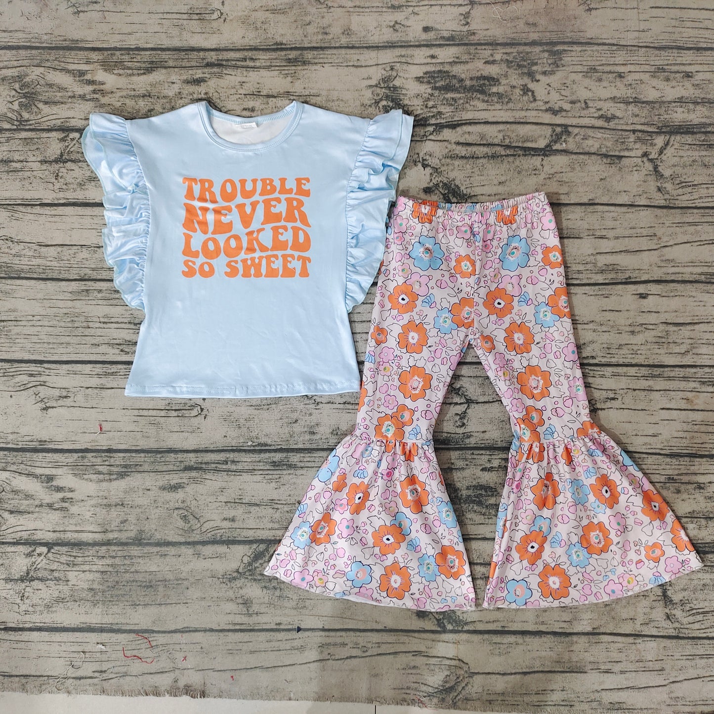 Baby Girls Trouble Never Looked So Sweet Bell Pants Clothes Sets