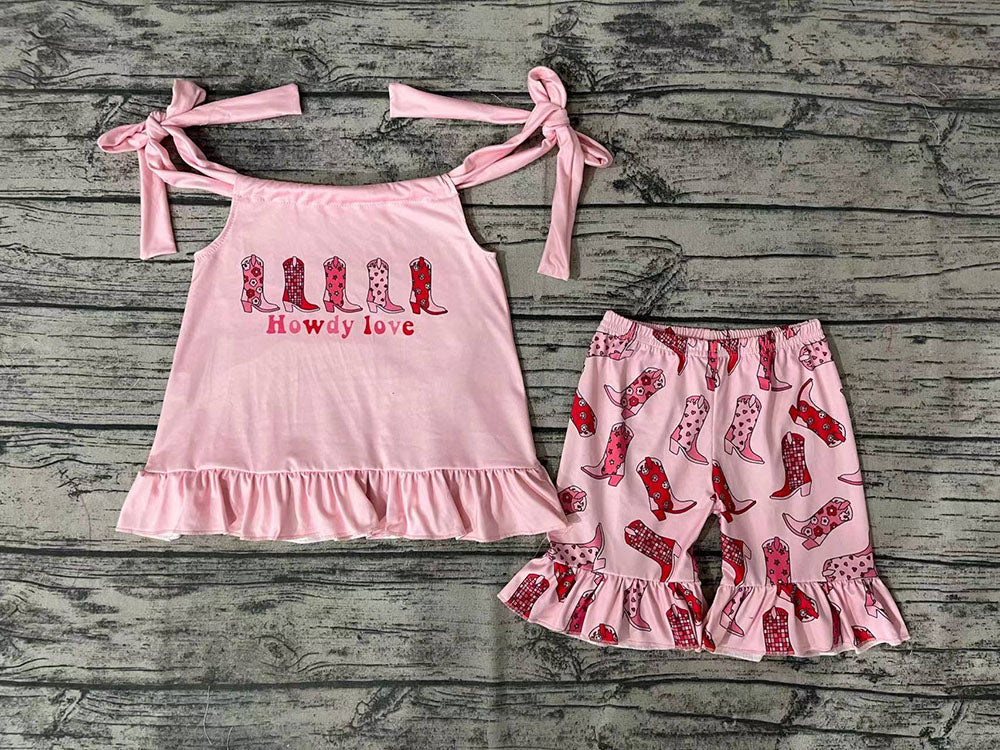 Baby Girls Howdy Love Ruffle Shorts Sets