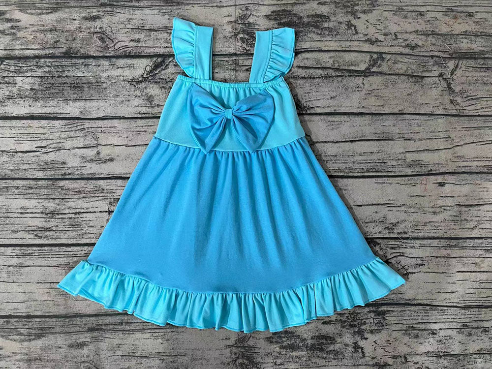 Baby Girls Blue Bow Summer Knee Length Dresses