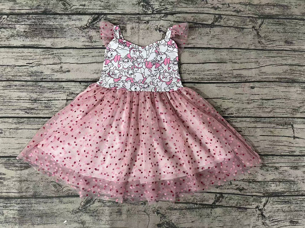 Baby Girls Cat Pink Tutu Knee Length Dresses