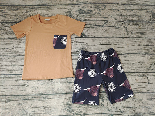Baby Boys Highland Cow Tee Shirts Shorts Sets