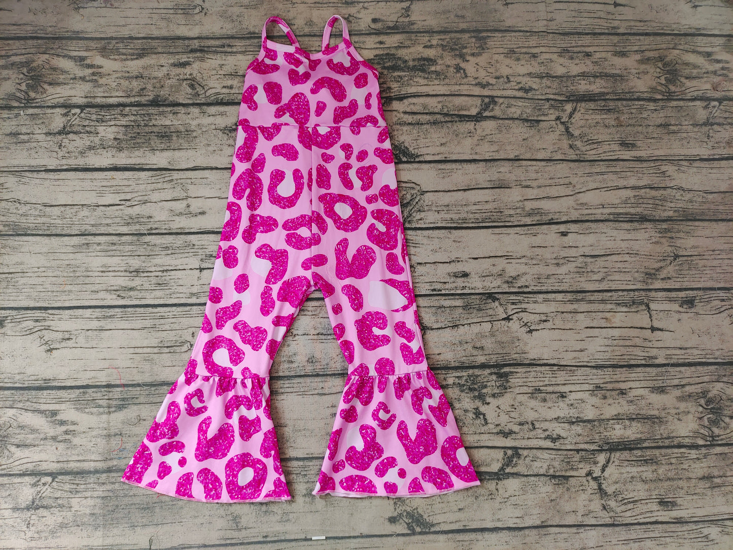 Baby Girls Hotpink Leopard Strap Jumpsuits