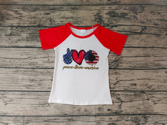 Baby Girls July 4th Sunflower Shirts Tops