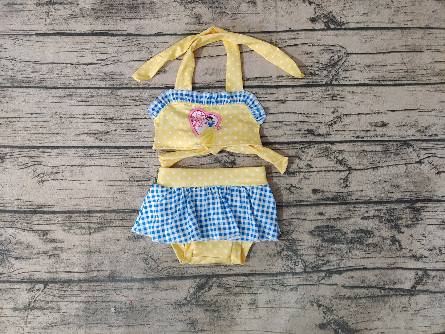 Baby Girls Princess Dots Tie Back Tow Pieces Swimsuits