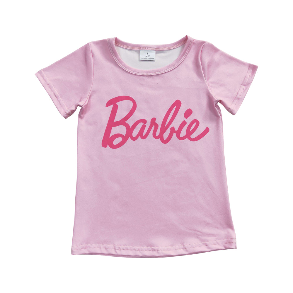 Baby Girls Pink Words Short Sleeve Shirts Tops