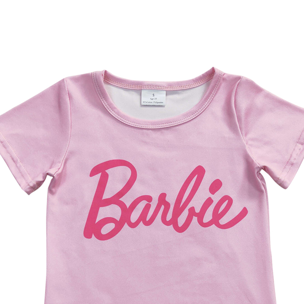 Baby Girls Pink Words Short Sleeve Shirts Tops