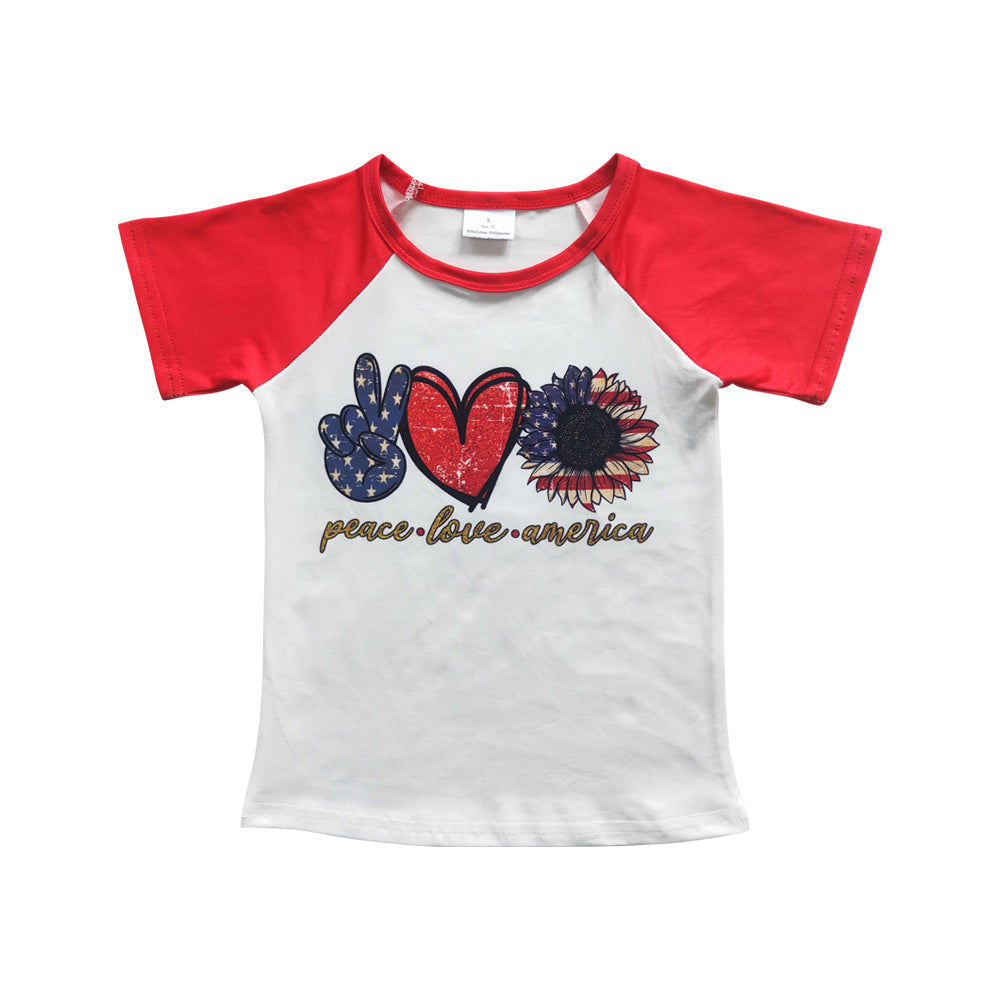 Baby Girls July 4th Sunflower Shirts Tops