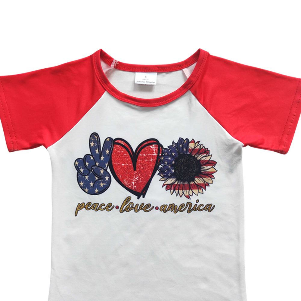 Baby Girls July 4th Sunflower Shirts Tops