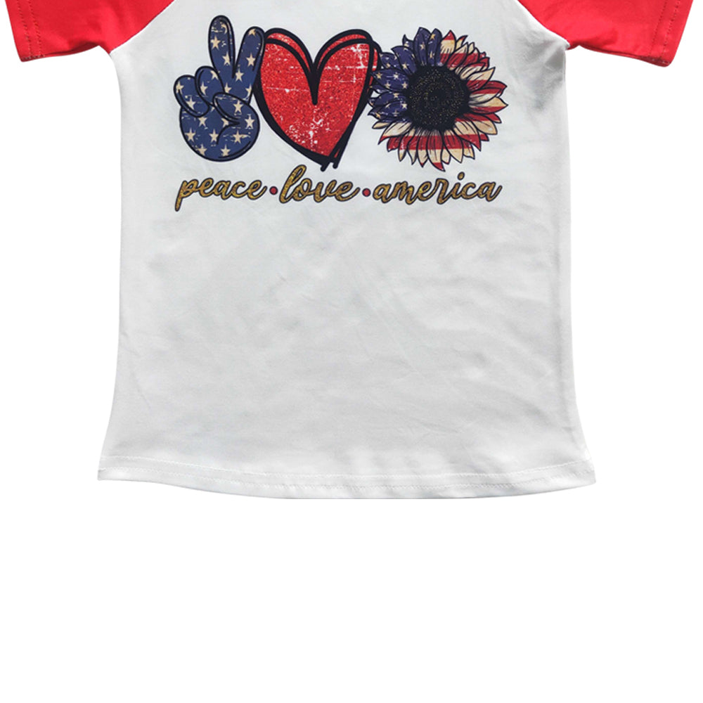 Baby Girls July 4th Sunflower Shirts Tops