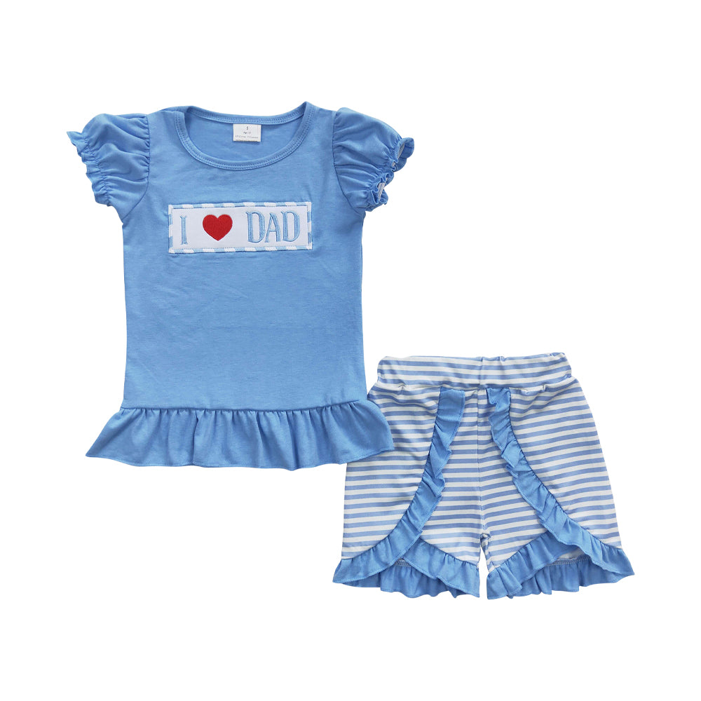 Baby Girls I love Dad Summer Shorts Clothes Sets