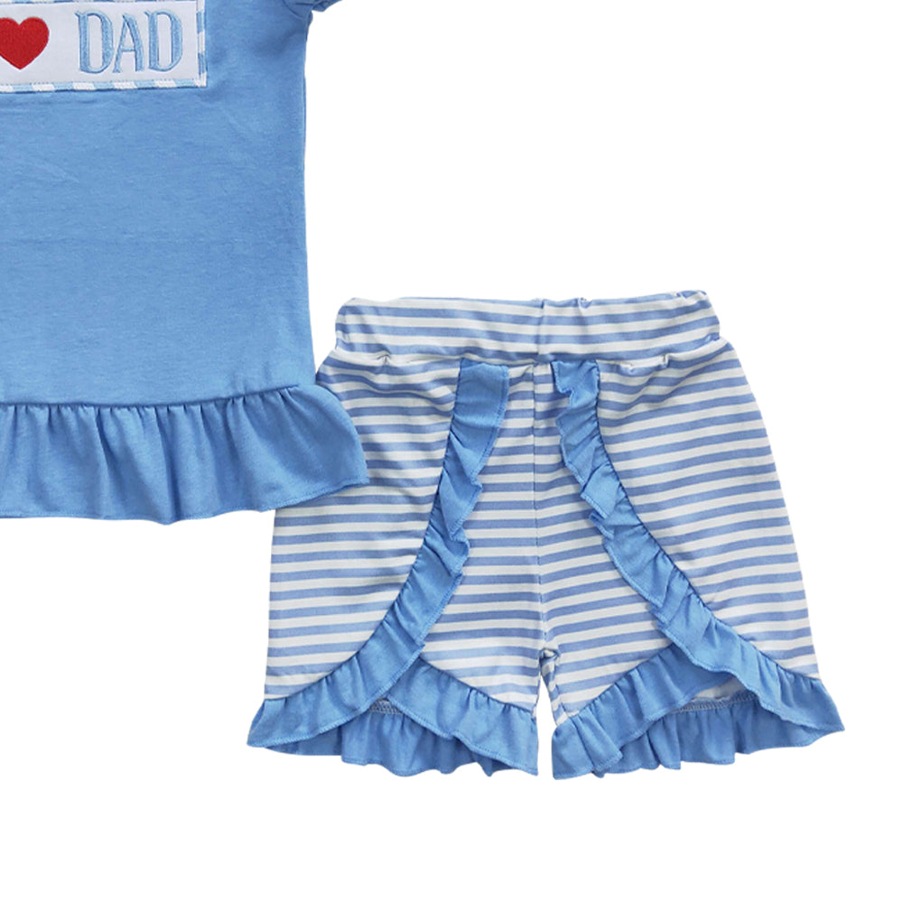 Baby Girls I love Dad Summer Shorts Clothes Sets